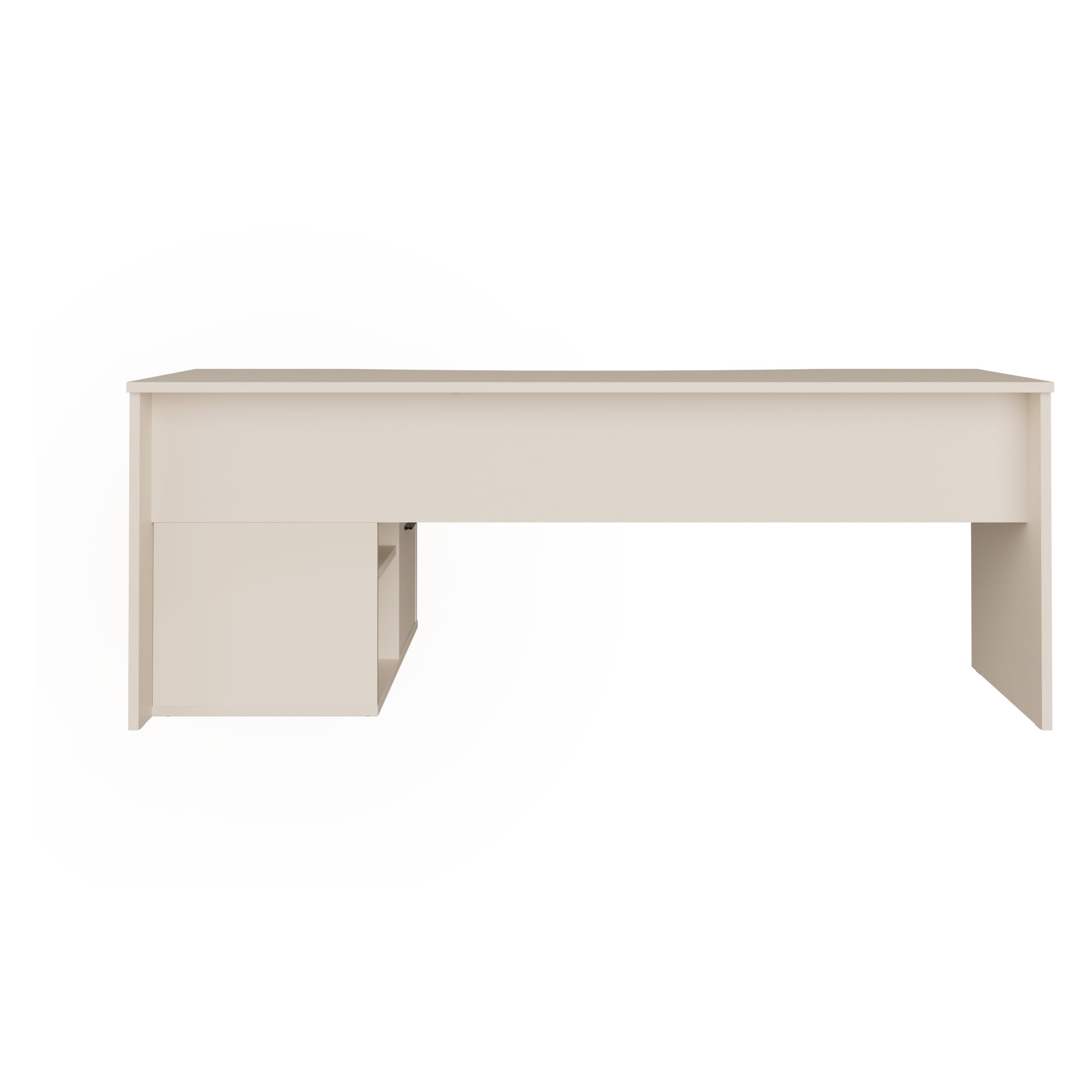 Forte TEZAUR Schreibtisch 200, moderner Schreibtisch in L-Form mit integriertem Schrank, Büro, Jugendzimmer, Holzwerkstoff, Kaschmir Beige, 200 cm breit x 75,7 cm hoch x 121,8 cm tief