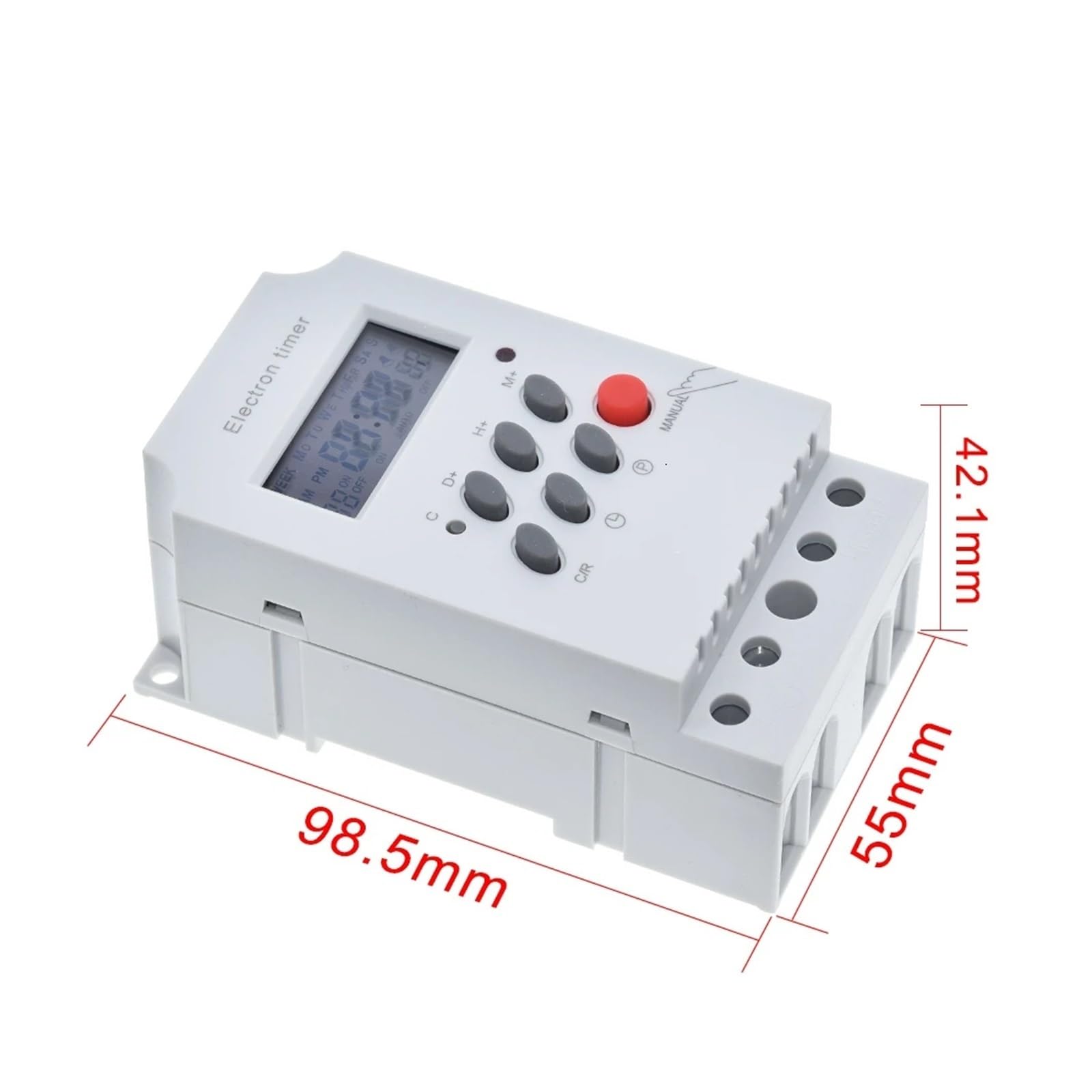 Timer elettronico AC220V 25A, Interruttore Timer elettronico programmabile Digitale su Guida DIN, Controllo apparecchiature elettriche On/off