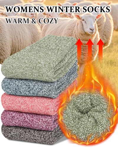 Image of Loritta Wool Socks for Women, Winter Warm Hiking Boot Socks Gifts