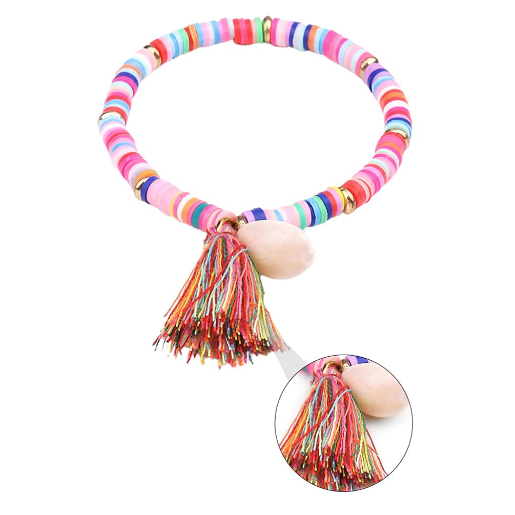 XANAYXWJ Heishi Surfer Braccialetti in Argilla Arcobaleno con Disco in Vinile con Perline Bracciale Estivo da Spiaggia per Amicizia in polimero