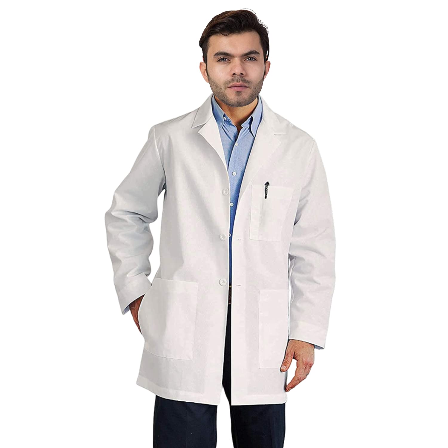 Presents Mens And Womens Pure Cotton Full Sleeves Lab Coat Doctor Coat Medical Coat Doctor Apron With Three Pockets (Pack Of 1).