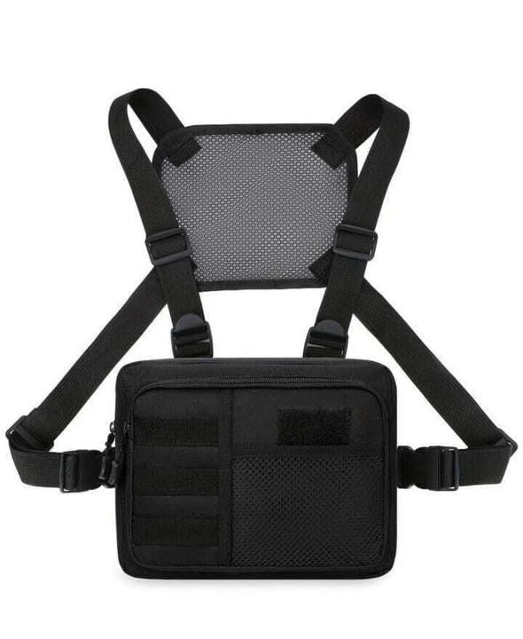 Tactical Chest Rig Bag, Black, Adjustable Harness Straps, MOLLE, Unisex Outdoor Crossbody Pack-picture-38