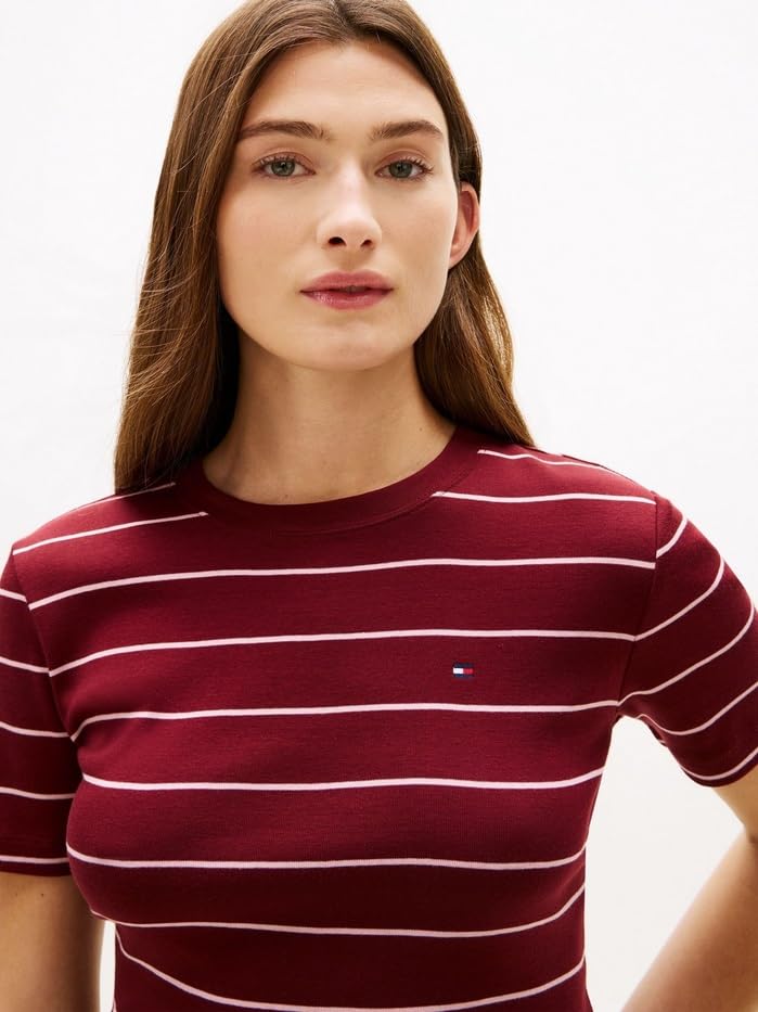 Tommy Hilfiger Damen T-Shirt Kurzarm New Slim Cody Rundhalsausschnitt, Mehrfarbig (Breton STP/Dark Magma/Ecru), 3XL – Ansicht 3