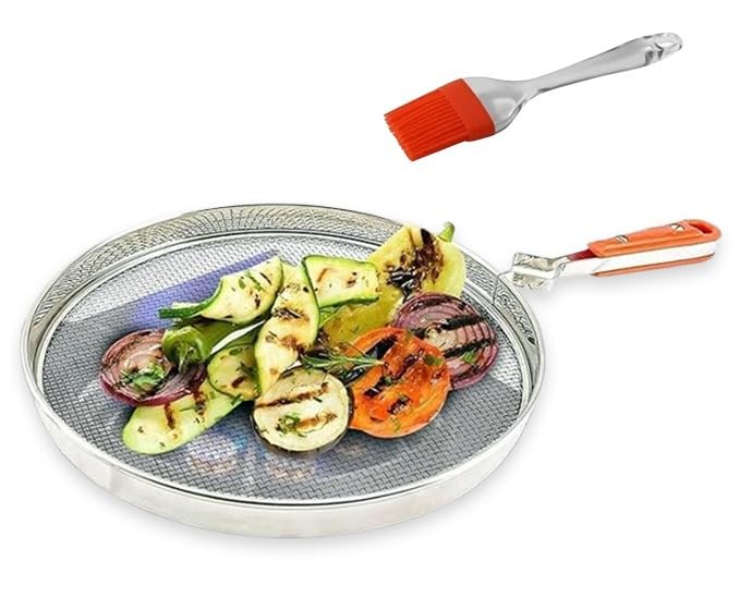 pulka grill for gas stove, phulka grill, jali for kitchen cooking, papad roaster, roti grill, brinjal roaster, roti jali steel mesh griller (SS GRILL MEDIUM) |Free Standing |Gas powered