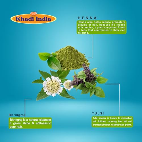 Image of Khadi Vedimatic Natural Henna Tulsi For Anti Dull /Damage /Hair Fall soft & Smooth control Hair Cleanser shampoo By Unified Collection (Henna Tulsi shampoo)100% Pure & Natural (Pack of 1, Henna Tulsi)