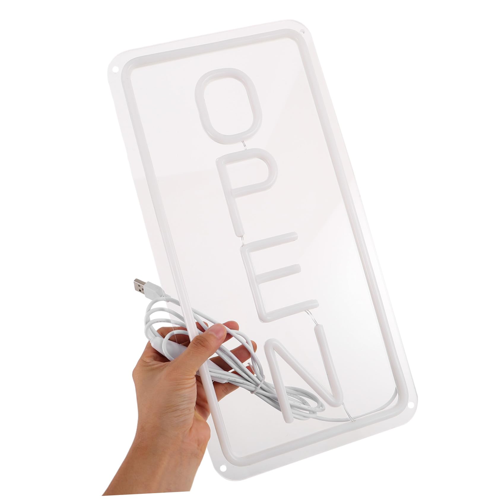 ABOOFAN Letrero de Neón LED Luz de Neón para Pared Indicador Luminoso de Tienda Abierta Decoración de Dormitorio Letrero de Tienda USB Transparente Acrílico