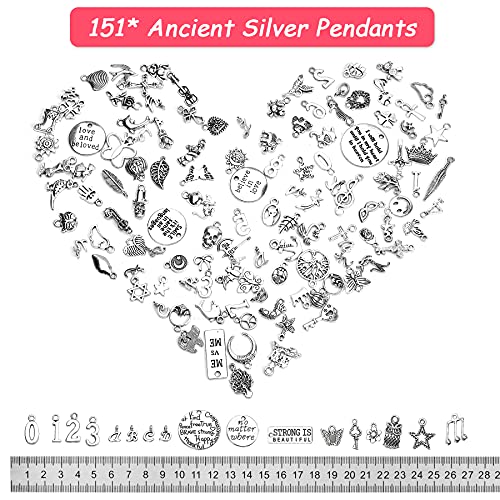 Upins 544 Pcs Bracelet Earring Making Kit, Expandable Blank Bangles With Charms Tibetan Silver Pendants, Earring Hooks, Earring Backs, Jump Rings And Pliers, Jewelry Gift For Girls Diy Craft (Silver) #TOP5