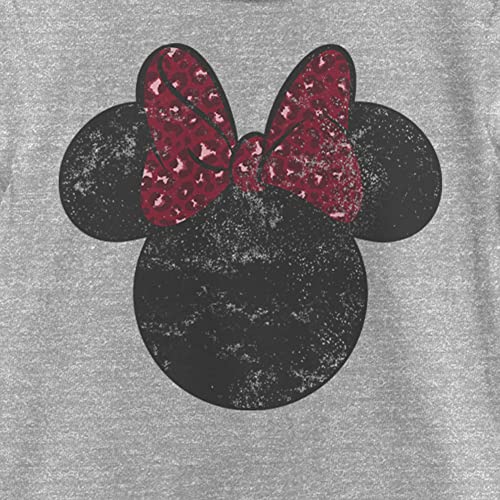 Disney Characters Minnie Leopard Bow Girl's Heather Crew Tee2