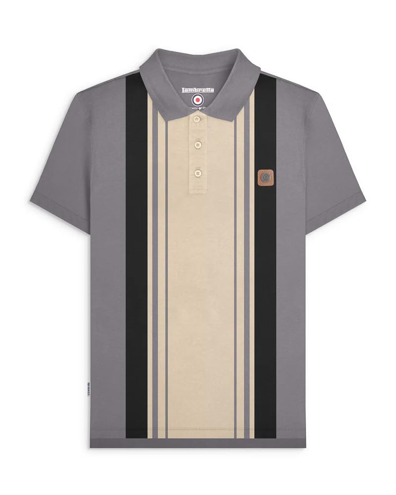 Lambretta Mens Classic Short Sleeve Polo Shirt - Iron Grey - 2XL