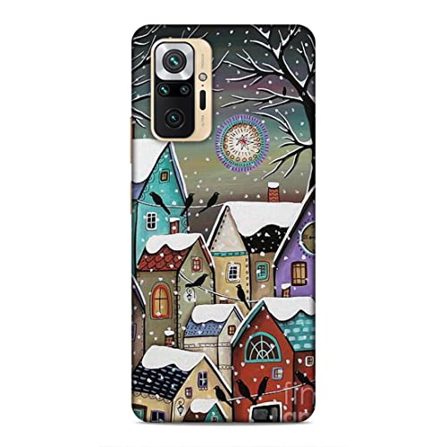 Image of Printed Mobile Back Hard Case Cover for Xiaomi Redmi Note 10 Pro Max | Snowfall, Houses, Animated, Home Sweet Home -2186