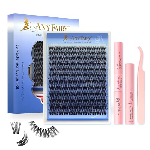 Lash Clusters Kit 8-18mm DIY Lash Extension Kit Wispy Cluster Lashes Individual Lashes Kit with Lash Bond and Seal, Lash Tweezers for Self Use,Beginner-Friendly (sylph 704)