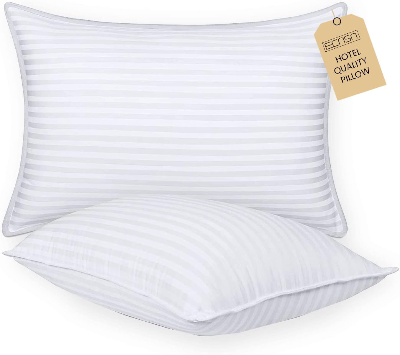 Polyfiber Bed Pillows for Sleeping 2 Pack - Ultra Soft Breathable Down Alternative Pillows - Hotel Luxury Collection Pillows for Back Stomach or Side Sleepers 60X40