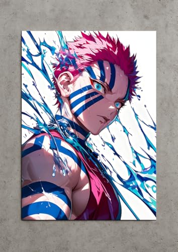 Image of NIJUKA Anime Printed A4 Size Metal sheet Poster For Home And Room Decoration | For Anime Art Fans Boys And Girls (Side Look Akaza)