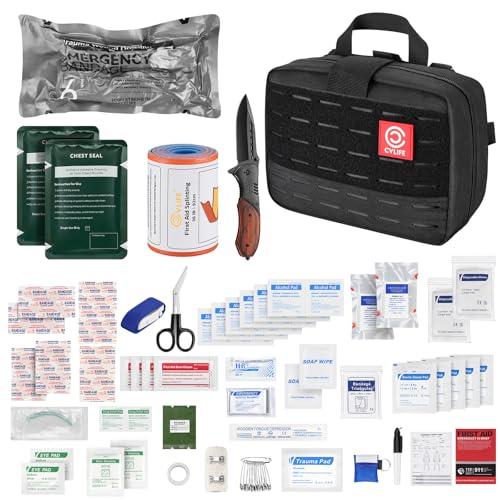 CVLIFE First Aid Kit Survival Emergency Kit IFAK Trauma Kit with MOLLE Pouch, Comprehensive Trauma Care - Ideal for Car, Camping, Hiking, Travel