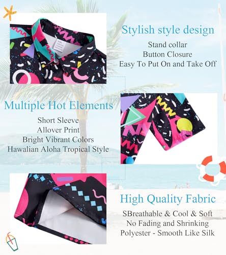 Image of uideazone Boys Novelty Print Short Sleeve Button Down Hawaiian Shirt 5-14Y