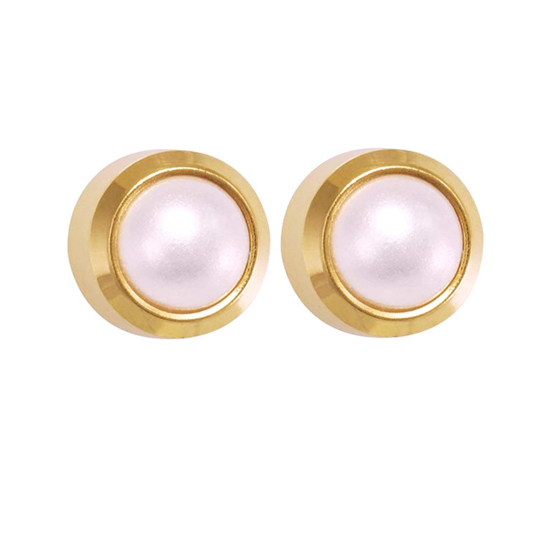 STUDEXWomen's 3Mm White Pearl Bezel 24K Pure Gold Plated Ear Studs | Hypoallergenic | Ideal For Every Day Wear