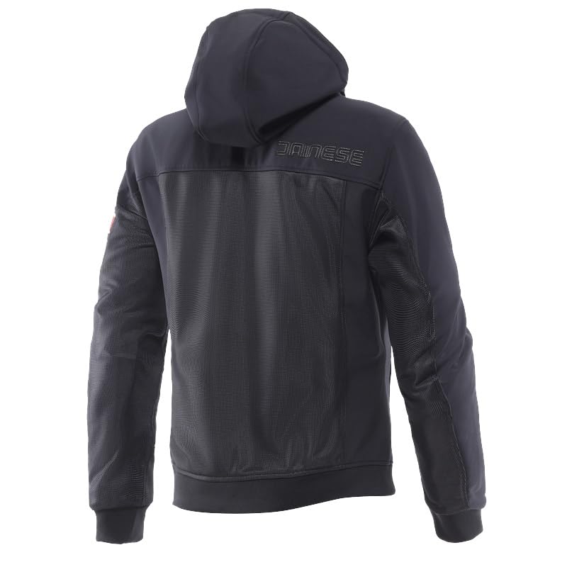 DAINESE Vintedge Air Tex Jacket, Giacca da Moto con Cappuccio, Nero con Strisce Rosse e Blu