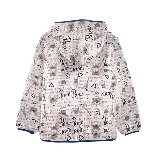 Cute Puppies Paris Coffee Cup Girls Fleece Jacket Girls Fall Jacket Girls Zip Up Hoodie Girls Sherpa Jacket 2-10T2
