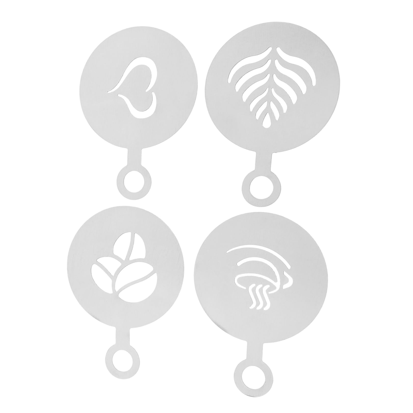 Cabilock 4Pcs Stainless Stencils Latte Art Templates for Decorating Drinks Cookies and Cupcakes for Home and Professional Use