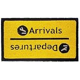 Fisura - Zerbino Ingresso casa in Cocco Arrivals/Departures con Supporto in PVC Antiscivolo. Zerbino Esterno Divertente. Dipinto a Mano. Dimensioni: 70 cm x 40 cm.