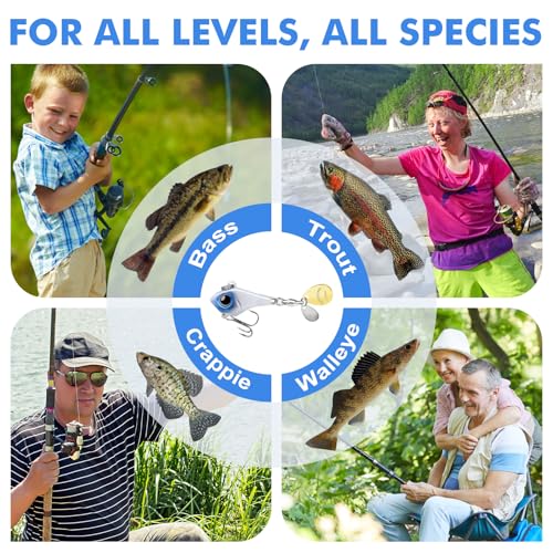Image of TRUSCEND Vibespinner Easy Catch Fishing Lures with BKK Hooks, Tail Spinner Baits with 4 Actions, Vibrating Swimming Flashing & Jigging for More Bites, Spoon Lures for Bass Trout Crappie Walleye Pike