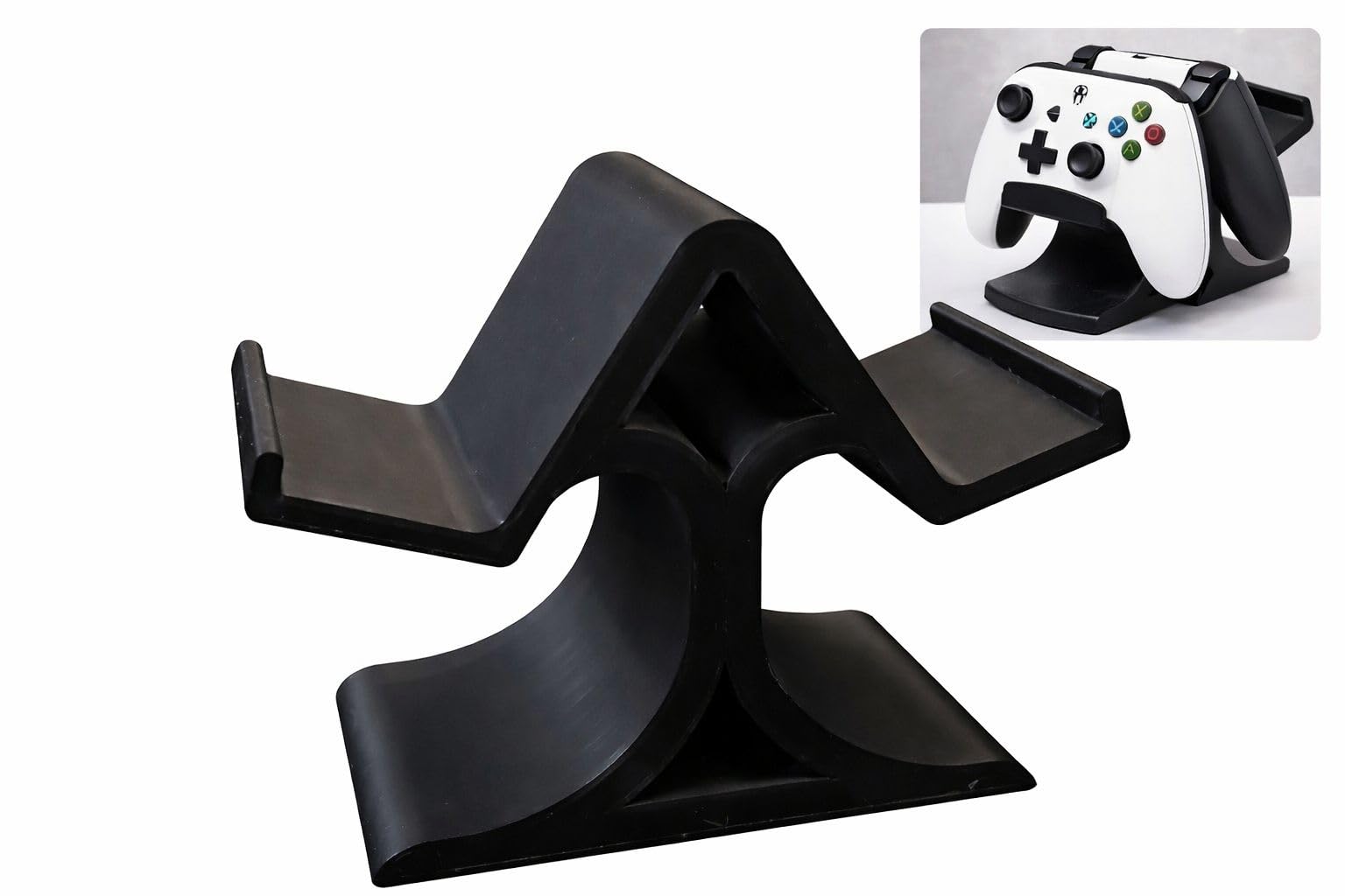 Budget Box Dual Controller Stand (Black), Gaming Controller Holder for PS5/PS4/Xbox, Compact Desk Organizer with Heavy-Duty Base, Portable Travel-Ready Stand for 2 Controllers
