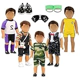 BARWA Boy Doll Clothes 5sets Boy Doll Clothes 2 Pairs Shoes 1 Pair Glasses Compatible for 18 Inch Boy Dolls Outfit