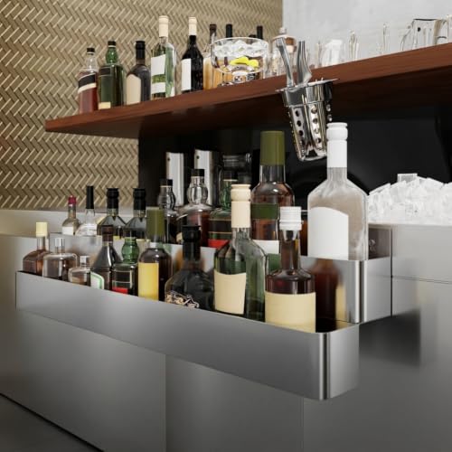 Image of AmGood 42 in. Double Tier Stainless Steel Speed Rail Rack for Commercial Bars, NSF