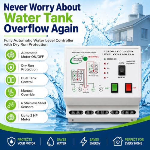 Image of Fully Automatic Water Level Controller & Indicator with Dry Run Protection 1 Year Warranty