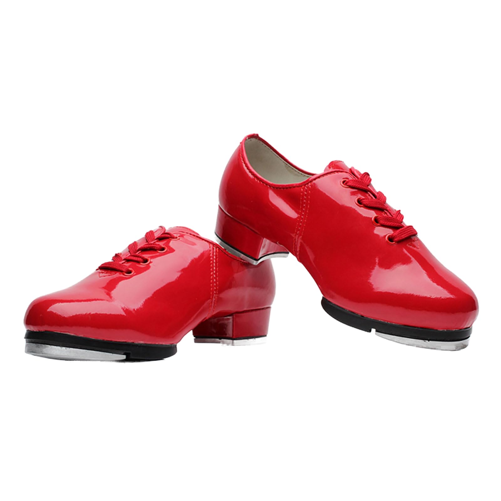 Serendipitouswhisper Women's Bright Red Tap Shoe,Kids Tap Shoes,Beginner Tap Dance Shoe,Tap Shoes With Lace-Up Soles,Stability,Soft,Clear Sound,For Childrens And Adult,Performances