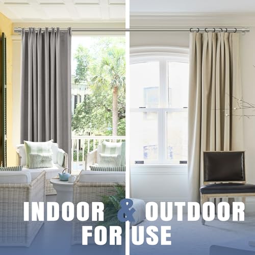 Zeerobee STADROUCAP-48WHITE Curtain Rods For Windows 48 To 84, 1 Inch Curtain Rod Set, Heavy Duty Drapery Rods With Adjustable Curtain Rods, Outdoor Modern Curtain Rod With Simple End Caps, 32"-86", Brushed Nickel thumb #8