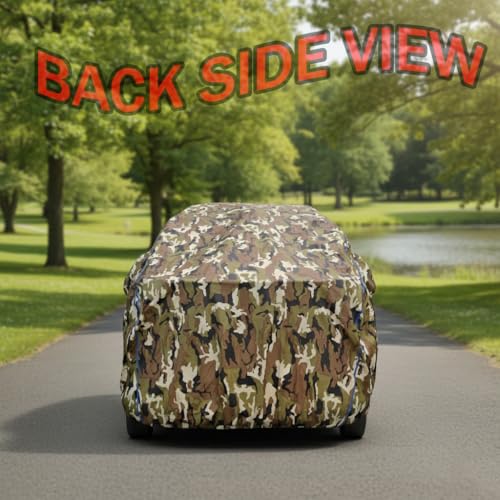 Image of Waterproof Car Body Cover for Hyundai Venue (2015-2026) with Mirror Pocket, UV Protection, Buckle Belt, 100% Water-Resistant (Jungle)
