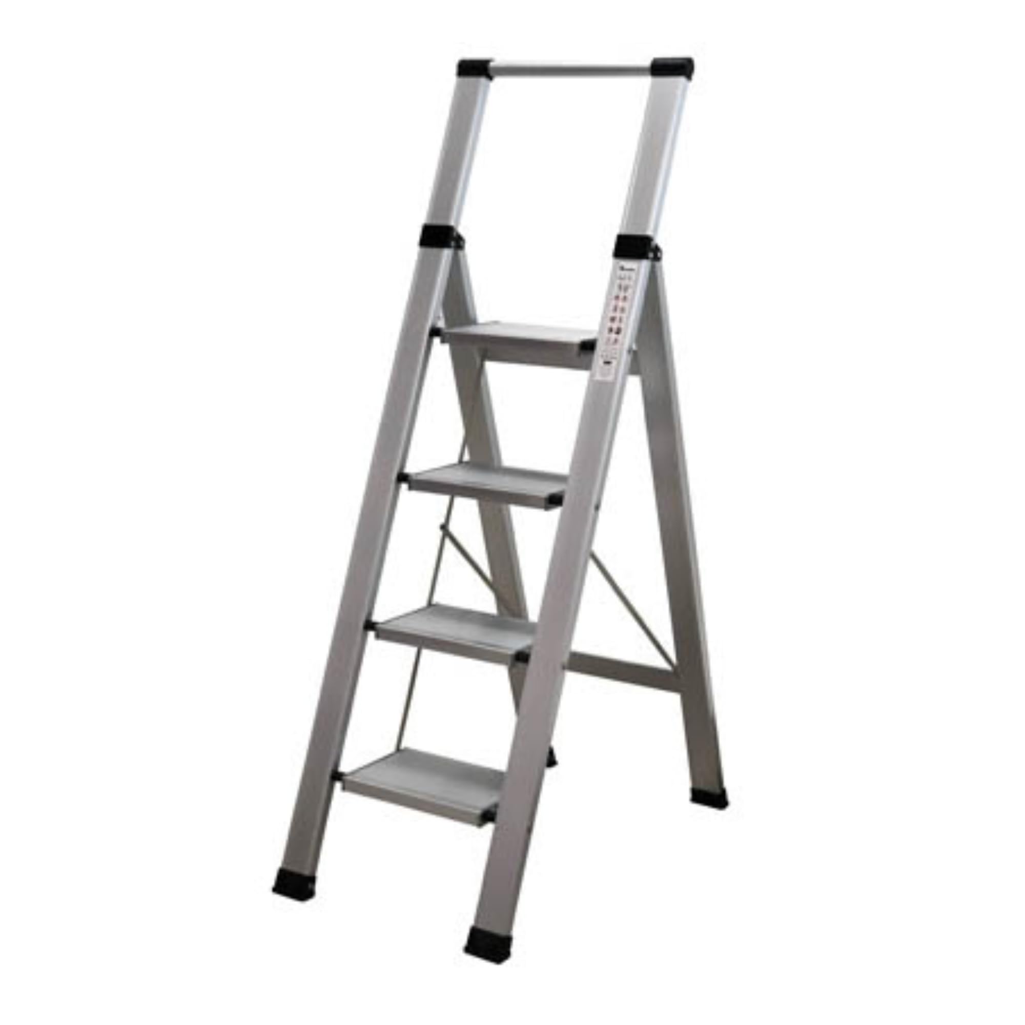 Escalera doméstica de Aluminio Plegable 5 peldaños Homelux 710028 | Certificada EN131 | Antideslizante, Ligera y Resistente hasta 150 kg