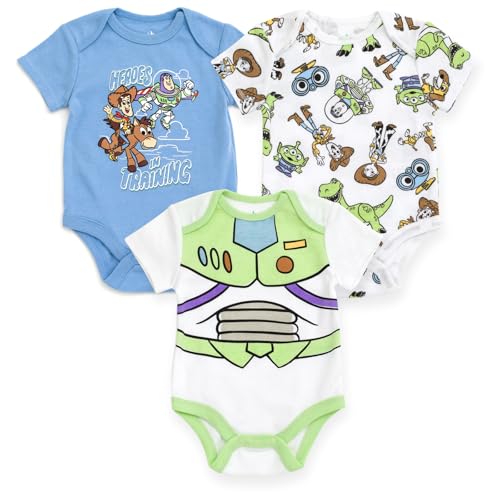 Image of Disney Baby Girls Boys 3 Pack Bodysuits Newborn to Infant Sizes (Newborn - 24 Months)