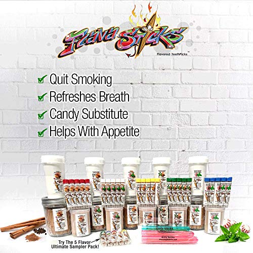 600 Cinnamint Flavor Natural Wooden Toothpicks in Glass Jar with Lid - Use to Quit Smoking and Freshen Breath After Food and Drink
