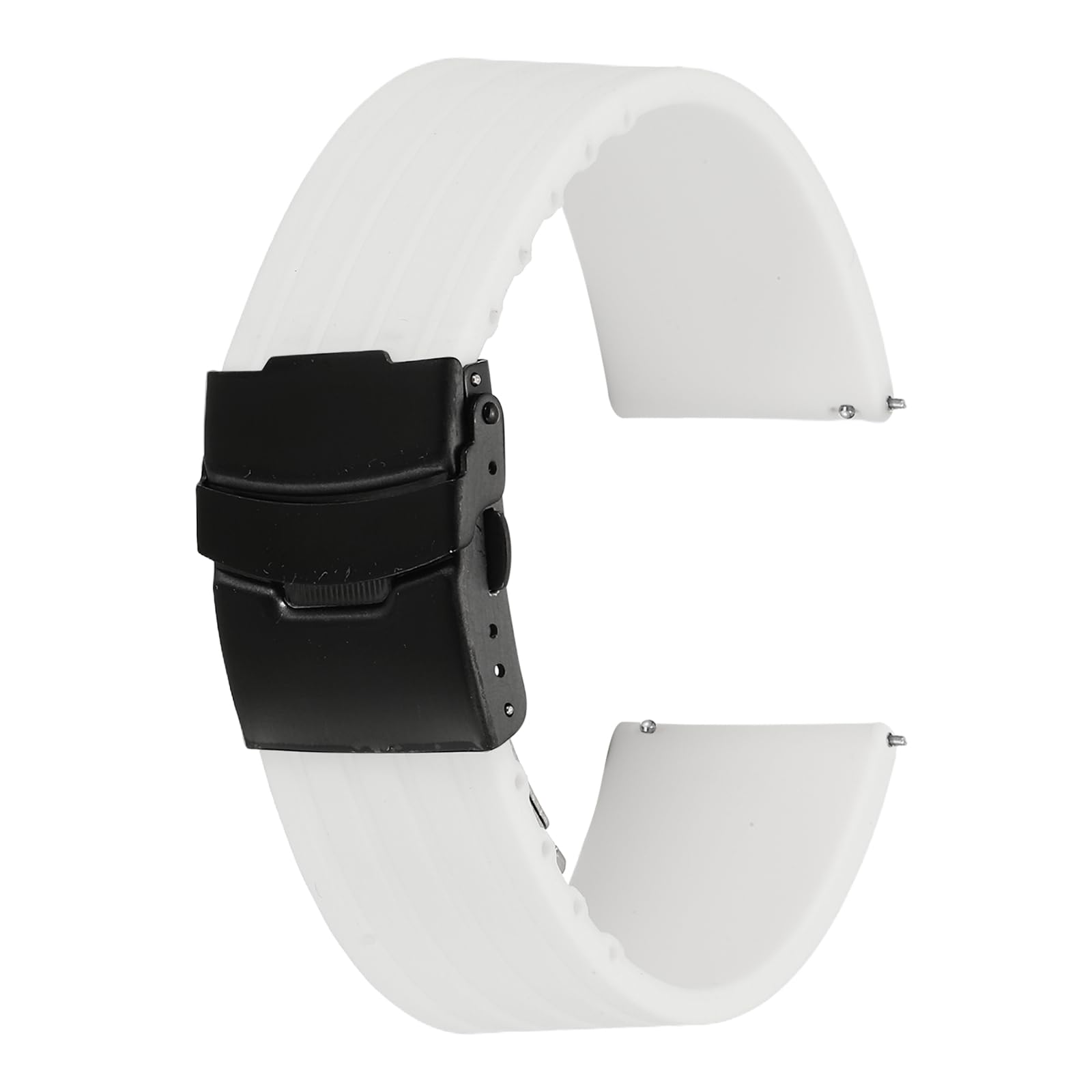 sourcing map Silicone Watch Bands 20mm Width Soft Quick Release Rubber Watch Bands with Black Snap Buckle for Men Women, White
