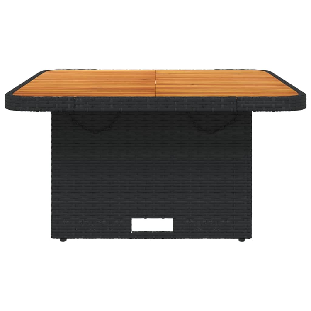 Tomostar Table Basse de Jardin Relevable, Table à Manger Salon Extèrieur Noir 80x80x71 cm résine tressée et Bois Acacia