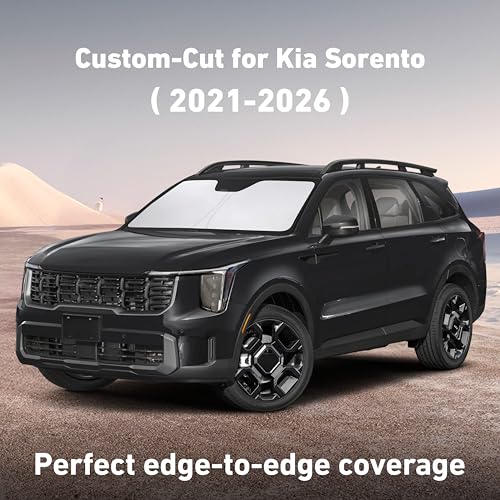 Image of EcoNour Windshield Sunshade Compatible for Kia Sorento 2021-2024 2025 2026, Sun Visor for Front Windshield & Window Sun Shade Cover, UV Heat Blocker & Protector, Car Accessories