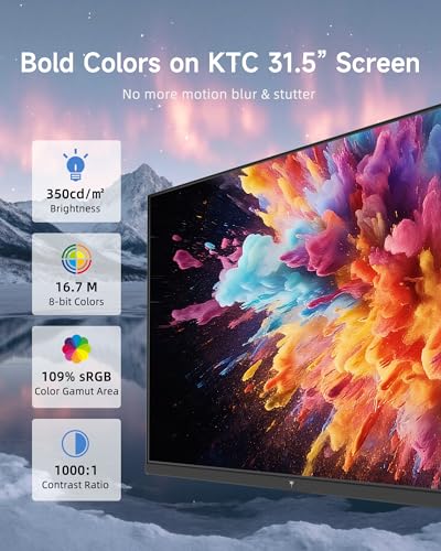 Image of KTC 32 Inch 2K Computer Monitor, QHD (2560 x 1440) 120Hz Monitor with IPS Panel, Adaptive Sync, HDR10, HDMI /DP, Tilt Adjustable, VESA Compatible, Eye Care PC Monitor for Office Gaming, White