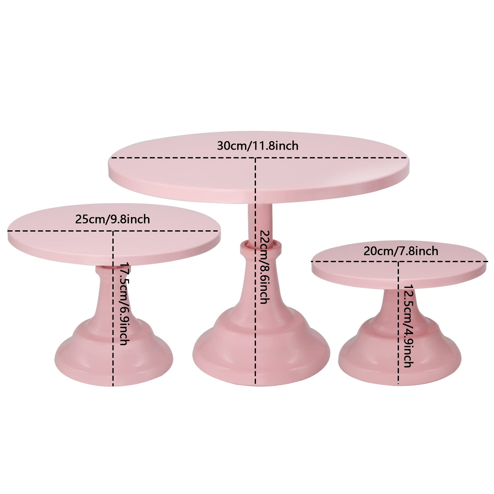 Set mit 3 Stück Kuchenständer Eisen Kuchenhalter Dessert Display Teller Serviertablett für Babyparty, Hochzeit, Geburtstagsfeier (Rosa)