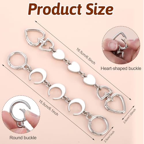 Sorcristy 2 Stück Kurze Metallkette Taschenkette Silber Verlängerungskette Tasche Charms Geldbörsenverlängerung Metallbeutelriemen Handtasche Geldbörse Strap Extender für Handtaschenzubehör