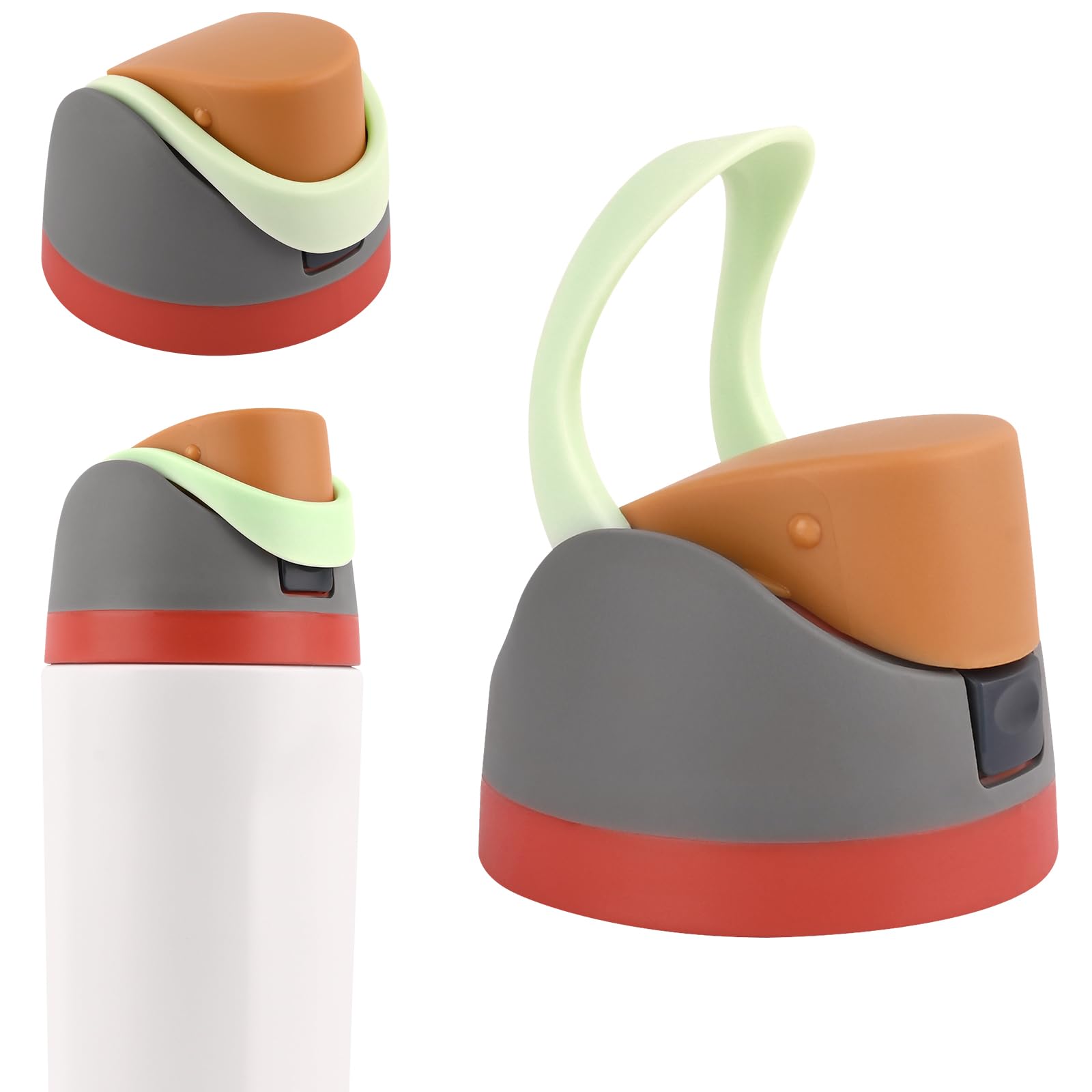 Moukiween Replacement Cap for Owala Freesip Bottle, One Button Water Bottle Top Lid Accessories Compatible with Owala Cup 16oz 24oz 32oz 40oz, BPA-Free, No Water Leakage, Grey Orange