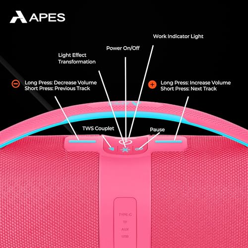Image of APES BlastOutdoor Bluetooth Party Speaker, 8Hrs Playtime, Dynamic RGB LED's, 40W Speaker (Red)