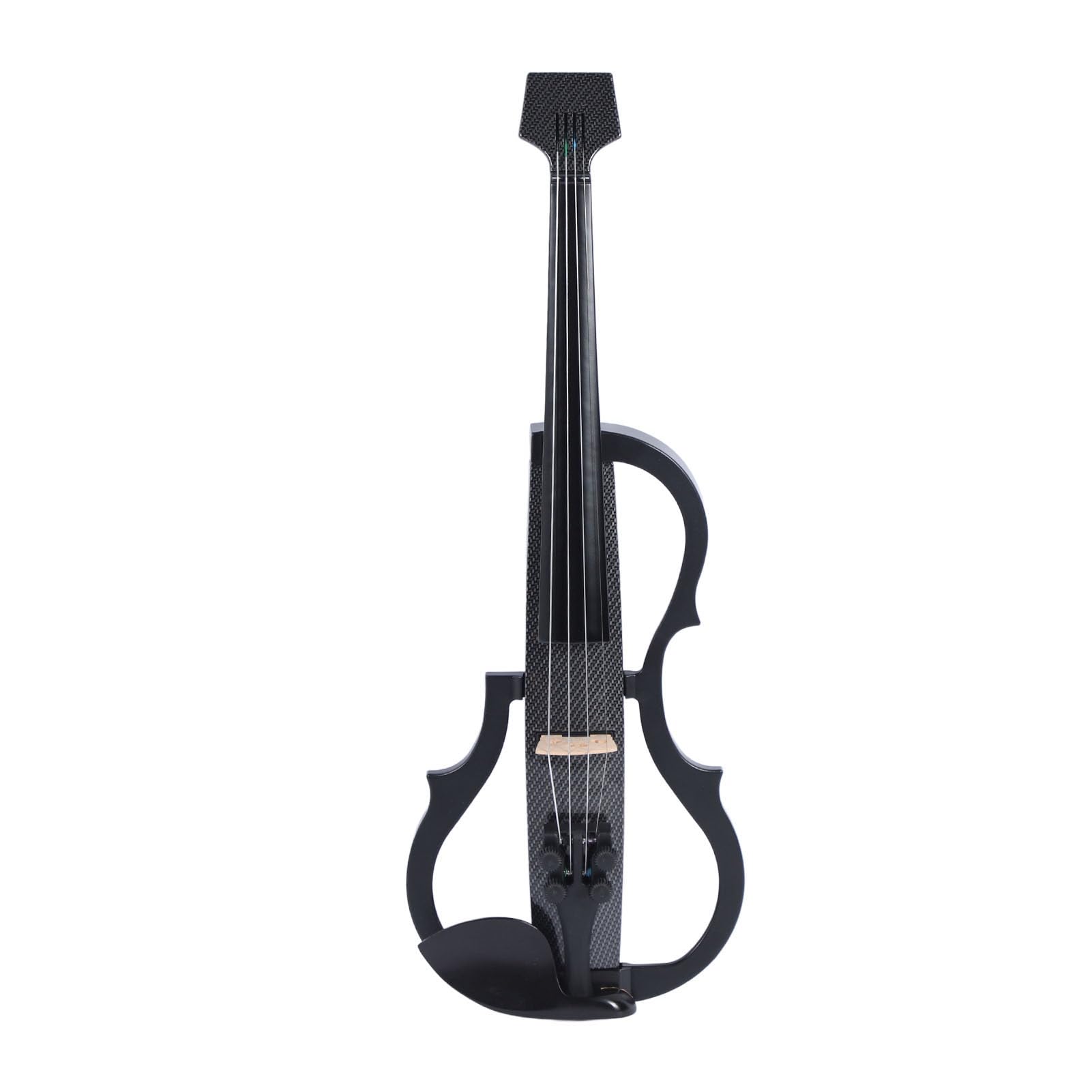 Generic Violino Elettrico Silenzioso 4/4 Violino Elettrico in Fibra di Carbonio Full Size con Pickup 4 Corde Mentoniera in Ebano da Pratica Leggero per Adulti Adolescenti Uso Domestico Sul Palco