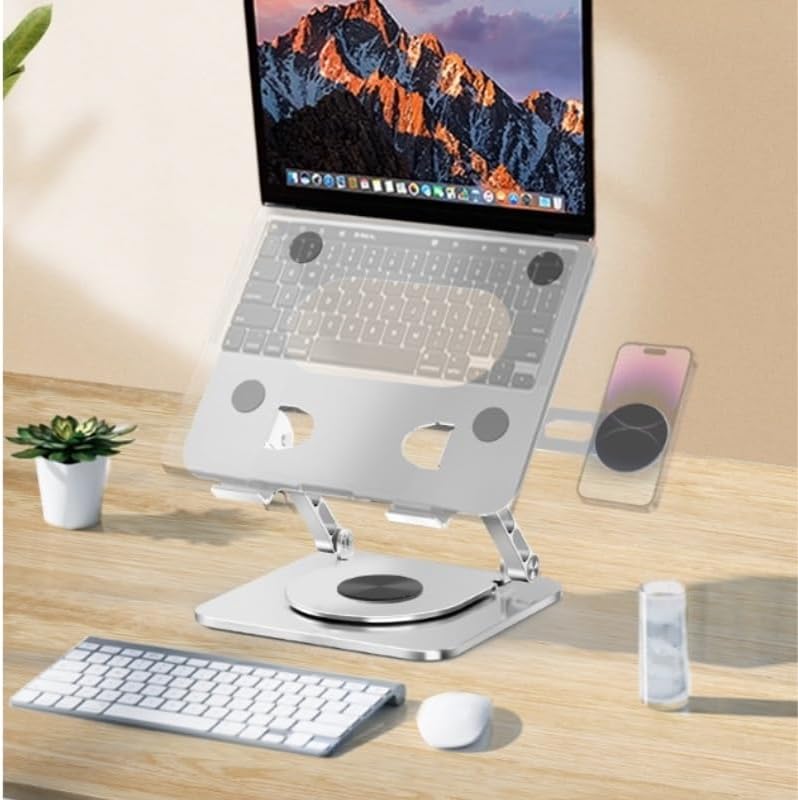 Aluminum Alloy Book Stand Silver Reading Rack 360° Rotation Holder