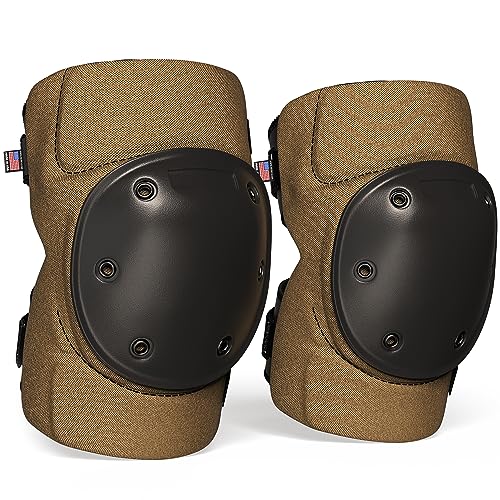 Paclord PRO Tactical Style Multi-Level Protection Knee Pads, Small Size, Coyote Brown, 1 Pair - Hard Cap & Adjustable Grip for Free Movement - All Day Comfort, Made in USA