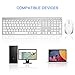 Wireless Keyboard and Mouse, Vssoplor 2.4GHz Rechargeable Compact Quiet Full-Size Keyboard and Mouse Combo with Nano USB Receiver for Windows, Laptop, PC, Notebook-White Silver