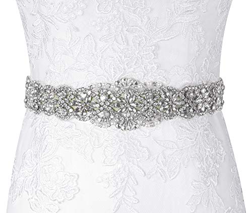 Lovful Bridal Crystal Rhinestone Braided Wedding Dress Sash Belt,Champagne Sash,One Size