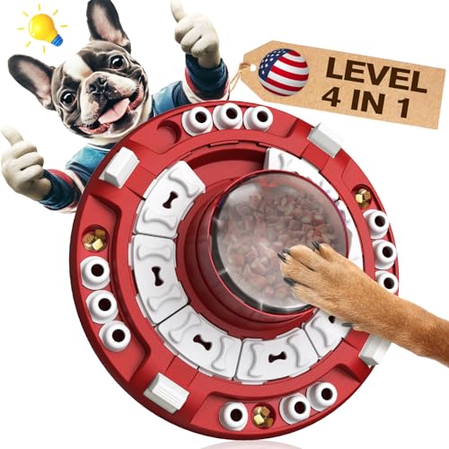 KADTC Dog Puzzle Toy Brain Mental Stimulation Mentally Stimulating Enrichment Puppy Treat Food Feeder Dispenser Advanced Level 4 3 2 1 Interactive Games for Small/Medium/Large Aggressive Chewers A