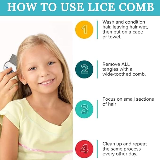 Image of Eminent Steel Lice & nits removal comb for women hair | Anti lice treatment Nit comb for lice eggs removal lice comb for Kids, Women & Men | Head lice comb eggs remover | Lies hair comb Nits & Lice remover products (Pack of 1)